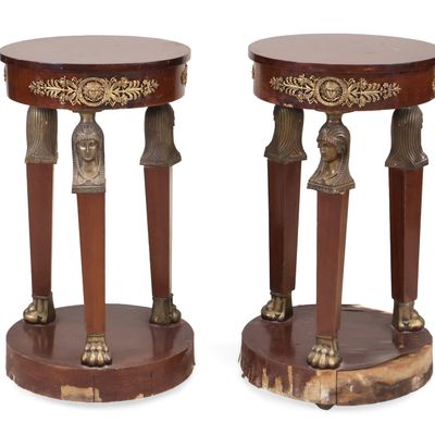 Pair of Neoclassical Style Gilt-Metal Mounted Stands