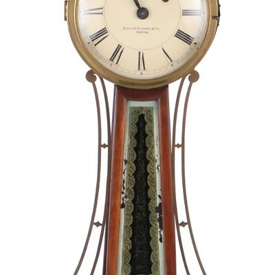Federal Style Eglomise and Mahogany Banjo Clock