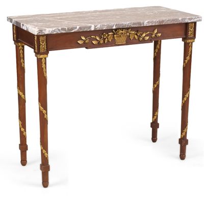 Neoclassical Style Parcel-Gilt Fruitwood Marble Top Pier Table