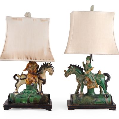 Pair of Chinese Glazed Earthenware Roof Tiles