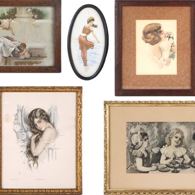 Seven Framed Vintage Victorian-Era, Prints