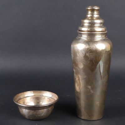 Sterling Silver Cocktail Shaker and Bowl