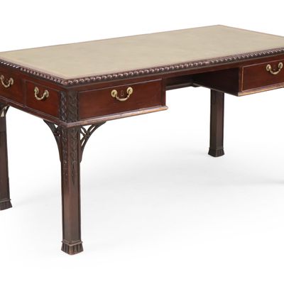 George III Carved Mahogany Partner's Desk