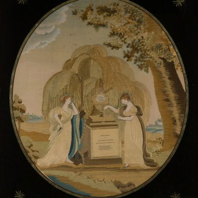 Silkwork and Watercolor Memorial for Mrs. Mercy Fosdick