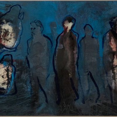 Abstract Figures, Mixed Media on Paper