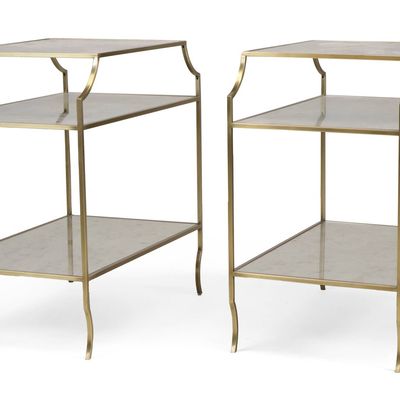 Pair of Mid-Century Modern Three Tier Mirrored Top Tables