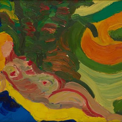 Bengt Lindstrom, Swedish 1925-2008, Female Nude on Chaise Lounge, Oil on Canvas