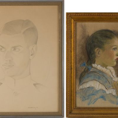 B. Mestchersky, Portrait of a Naval Officer, Pencil and Wash on Paper