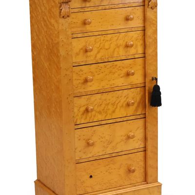 Victorian Birdseye Maple Wellington Chest