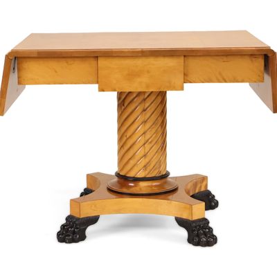 Biedermeier Satin Birch and Part-Ebonized Sofa Table