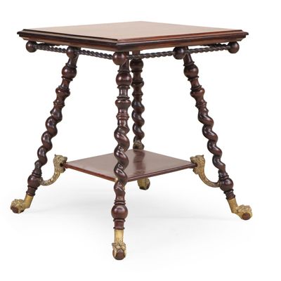 Victorian Brass-Mounted Turned Mahogany Side Table