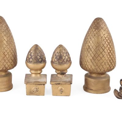Two Pairs of Gold Painted Iron Finials