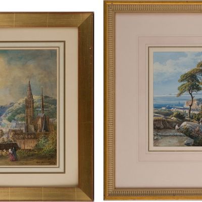 Two European Landscapes, Gouaches on Paper