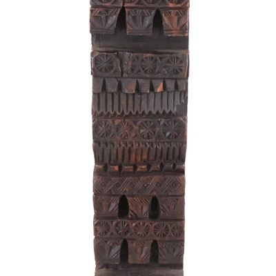 Carved Hardwood Tribal Column