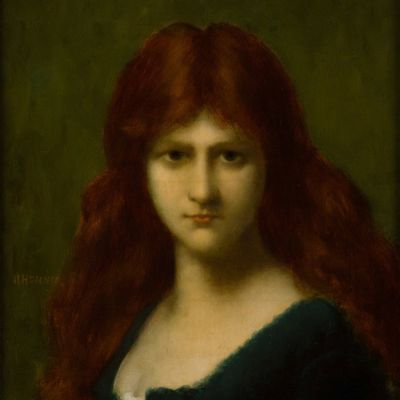 Jean-Jacques Henner, French 1829-1905, Portrait of Woman with Red Hair, Oil on Canvas