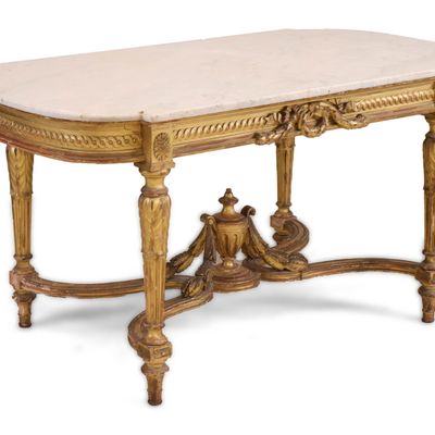 Louis XVI Marble Top Giltwood Center Table