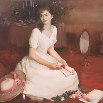 An He, 1957-, Lady in White Dress, Oil on Canvas