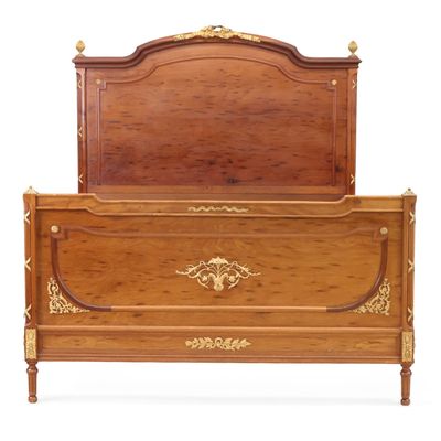 Neoclassical Style Ormolu-Mounted Walnut Bedstead.
