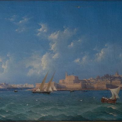 Girolamo Gianni, 1837-1895, Grand Harbor Valetta, Malta, Oil on Canvas