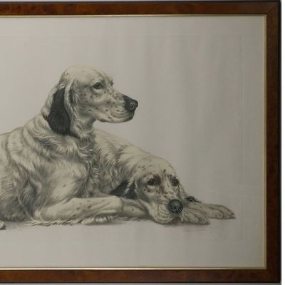 Leon Danchin, French 1887-1938, Two Dog Portraits, Etching