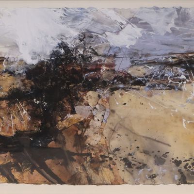David Tress, 1955-, Rain in the Wind (Newport Mountain), Mixed Media on Paper