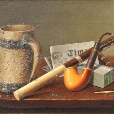After WM Harnett, Oil on Canvas, Still Life