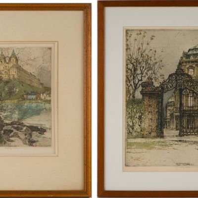 Luigi Kasimir, Hungarian/Austrian 1881-1962, Two Austrian Scenes, Engravings