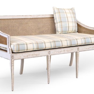 Neoclassical Style White-Painted Cane Seat Canape