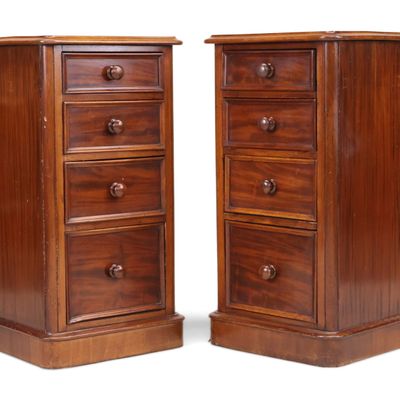 Pair of English Mahogany Small Chests-of-Drawers