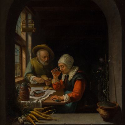 Interior Scene of a Couple, Oil on Canvas