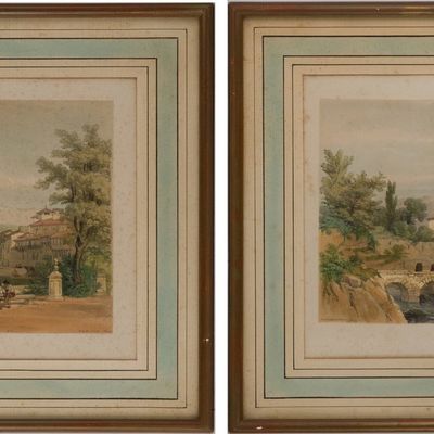 George Vivian, 1798-1873, Two Spanish Landscapes, Hand-Colored Lithographs