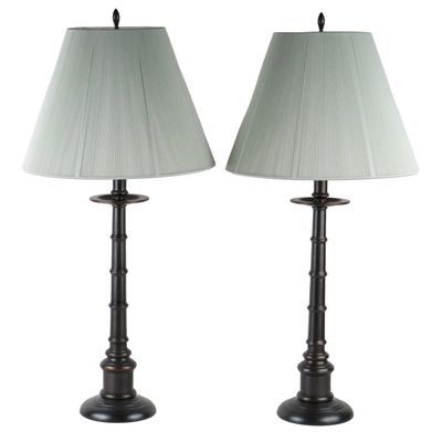 Pair of Modern Bronzed Metal Table Lamps