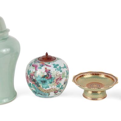 Chinese Style Celadon Porcelain Baluster Ginger Jar