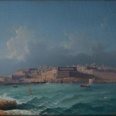 Girolamo Gianni, 1837-1895, Grand Harbor Valetta, Malta, Oil on Canvas
