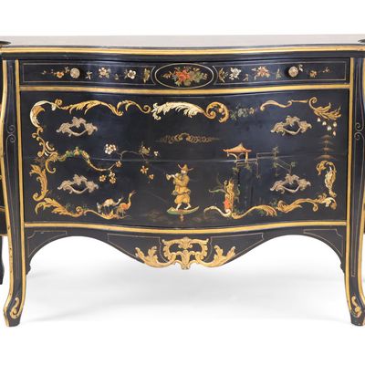 Geiger & Braverman Louis XV Style Chinoiserie-Decorated Commode