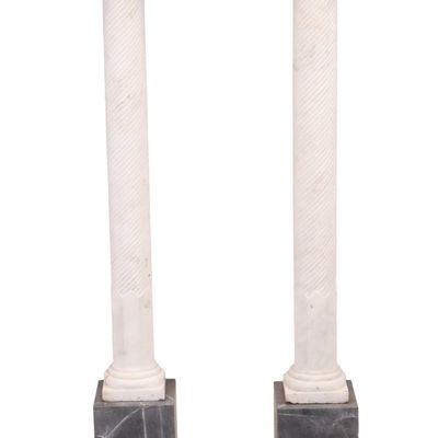 Pair of Carved Marble and Stone Corinthian Columns