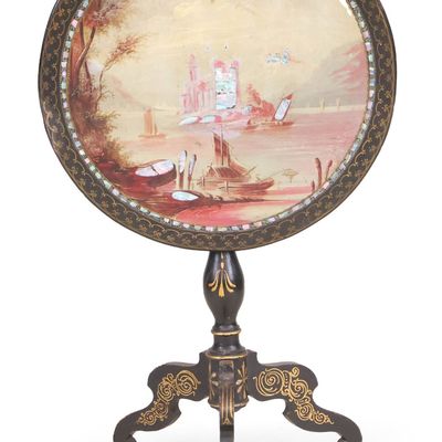Elaborately Painted Tilt-Top Table