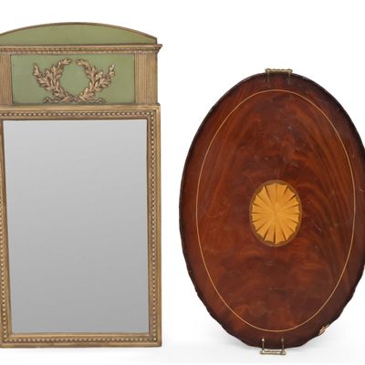 Neoclassical Style Parcel-Gilt and Green Painted Mirror