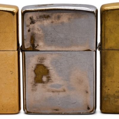 Zippo Lighter Set of 3, Brass and Chrome