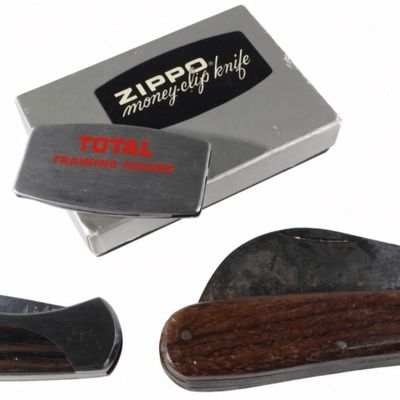 (3) Knife Lot - Zippo Money Clip, Hawkbill