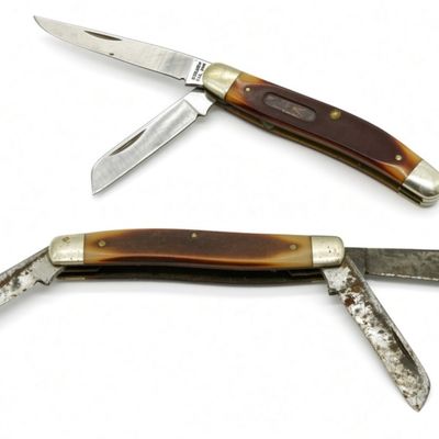 2 Schrade Folding Knives, Tortoise Shell Handles