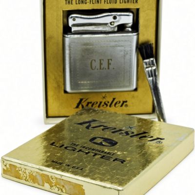 Kreisler Fluid Lighter, Chrome with C.E.F. Initial