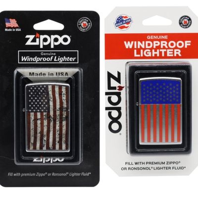 Zippo American Flag Lighter Pair, New in Package