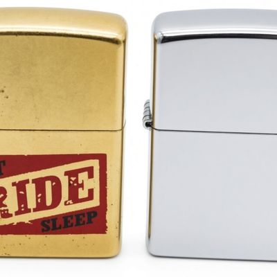 2004/2013 Zippo Pair - Eat Ride Sleep & Plain Chro