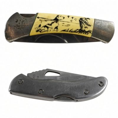 Sabre & Frost Cutlery Folding Knives, Scrimshaw