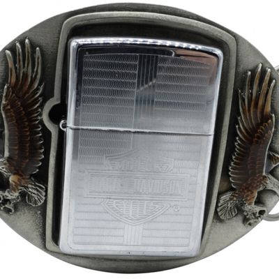 2002 Zippo Harley-Davidson Eagle Belt Buckle Set