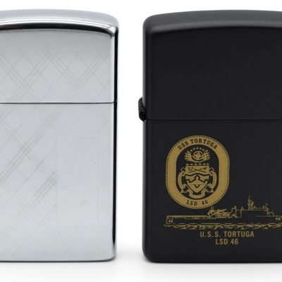 Zippo Lighters USS Tortuga & Chrome Engine Turn