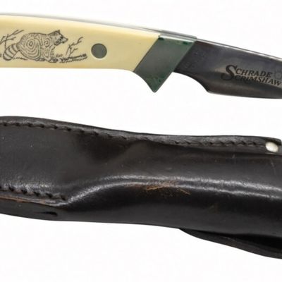 Schrade Scrimshaw Fixed Blade Knife w/ Sheath