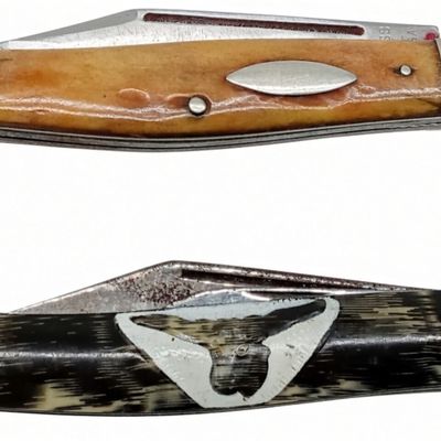 Texas Longhorn & Bone Handle Vtg Knives