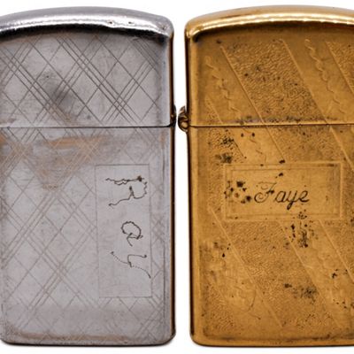 Two Zippo Slim Lighters, Chrome and Brass